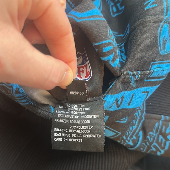 NFL mens XL graffiti art reversible hooded sweatshirt hoodie Carolina Panthers - Picture 13 of 14